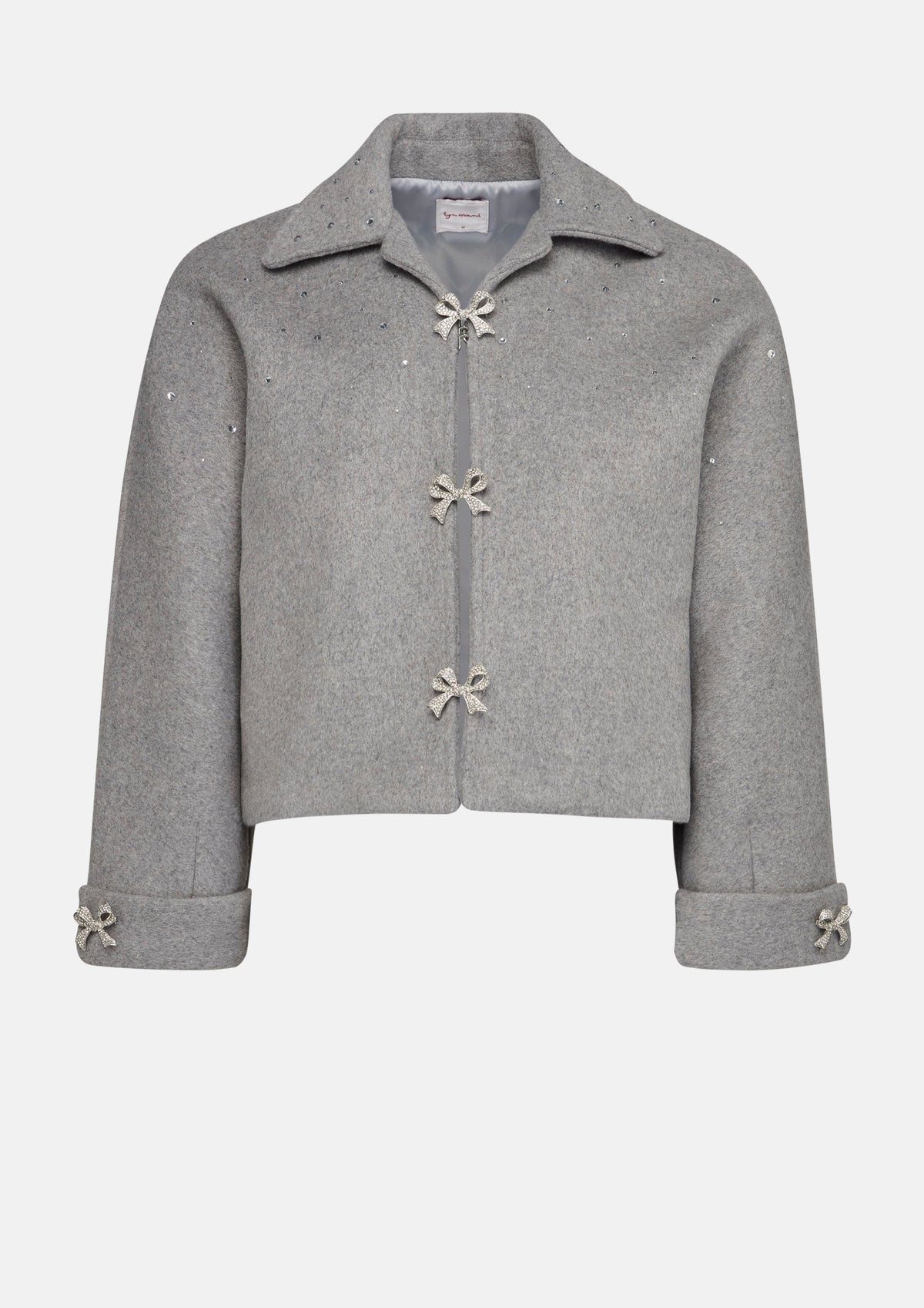 เสื้อแจ็คเก็ตซิปหน้าแต่งโบคริสตัล คอลเลกชัน Crystal Habit