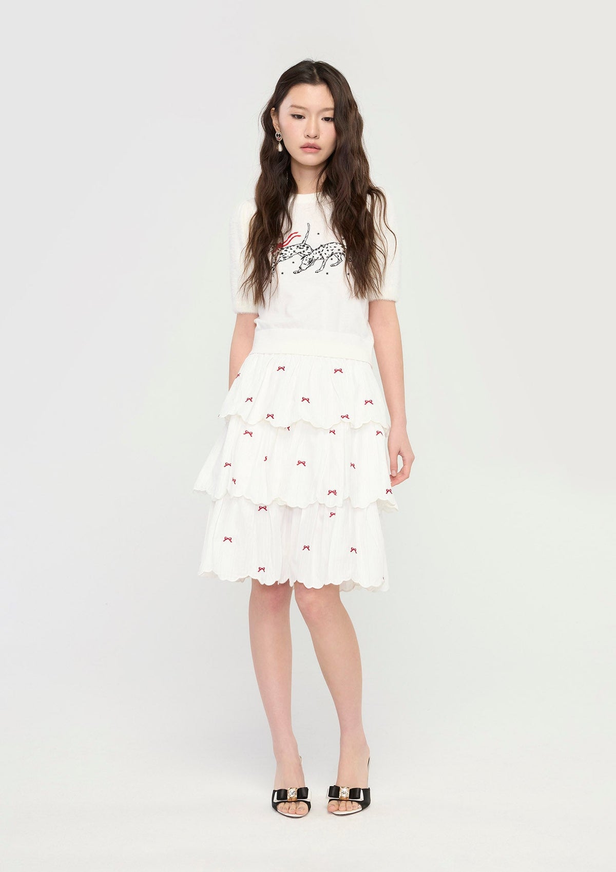 กระโปรงระบายชั้นลายโบ คอลเลกชัน Holiday Sweetheart