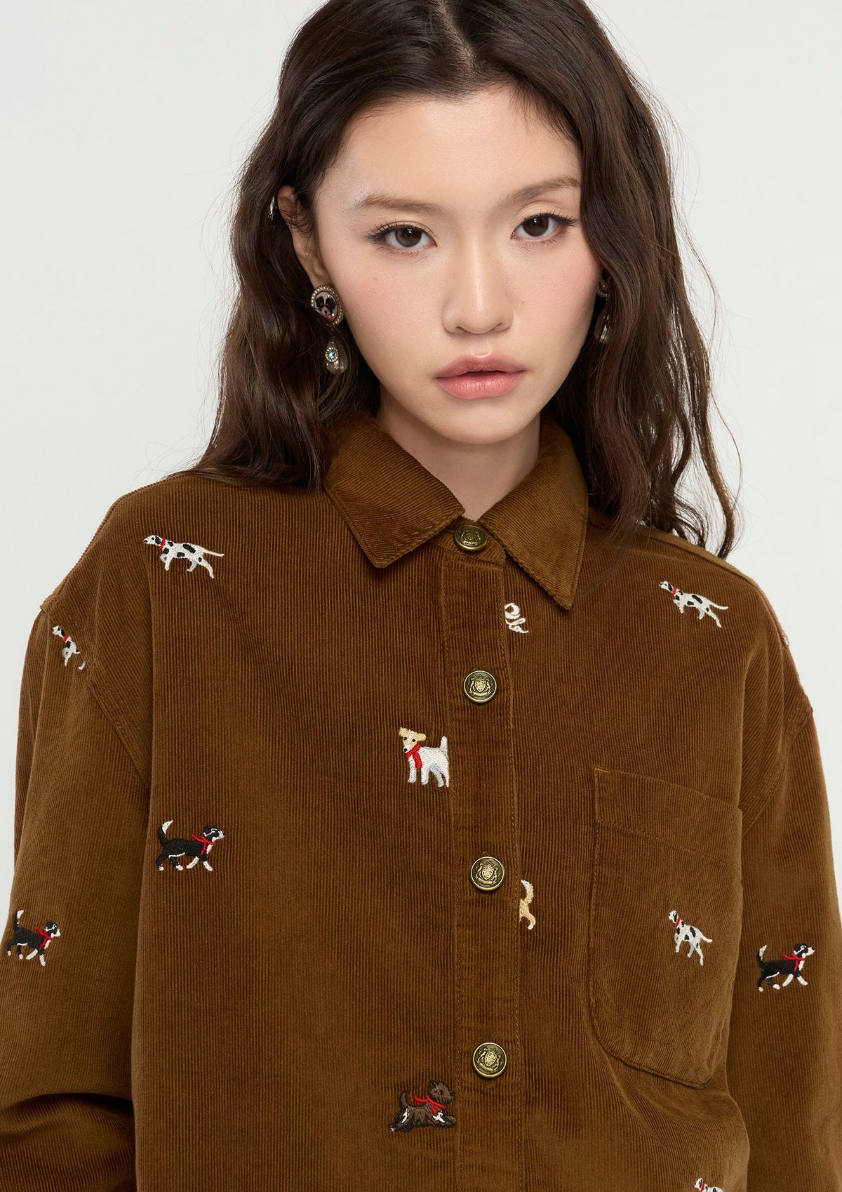 เสื้อเชิ้ตแขนยาวลายสุนัข คอลเลกชัน Holiday Sweetheart