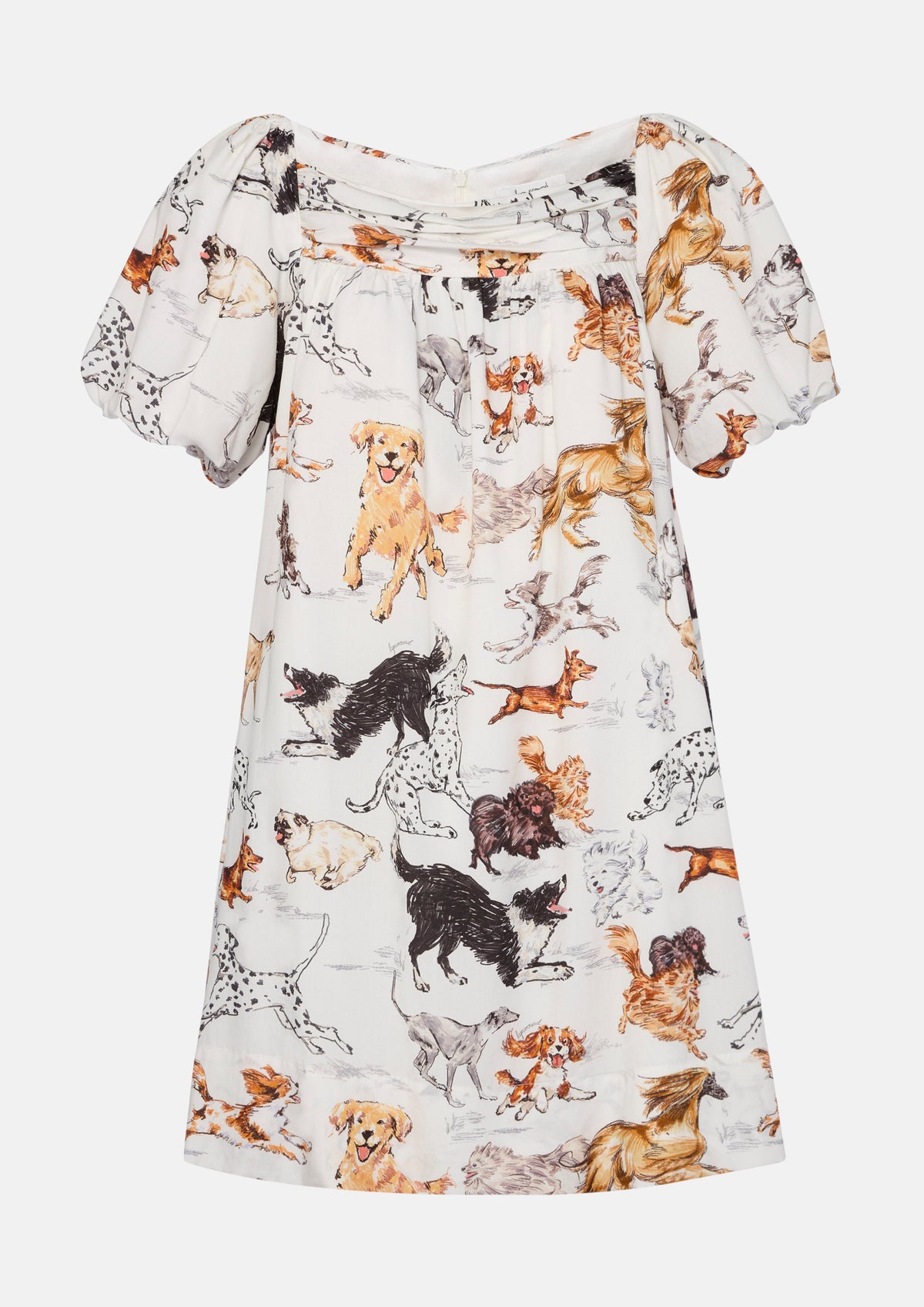 Dog-Print Off-Shoulder Mini Dress The Bestie Club
