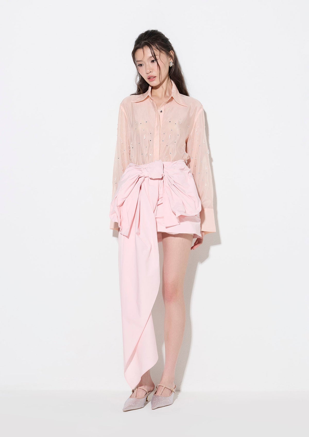 Embellished Sheer Long-Sleeve Blouse After Hour