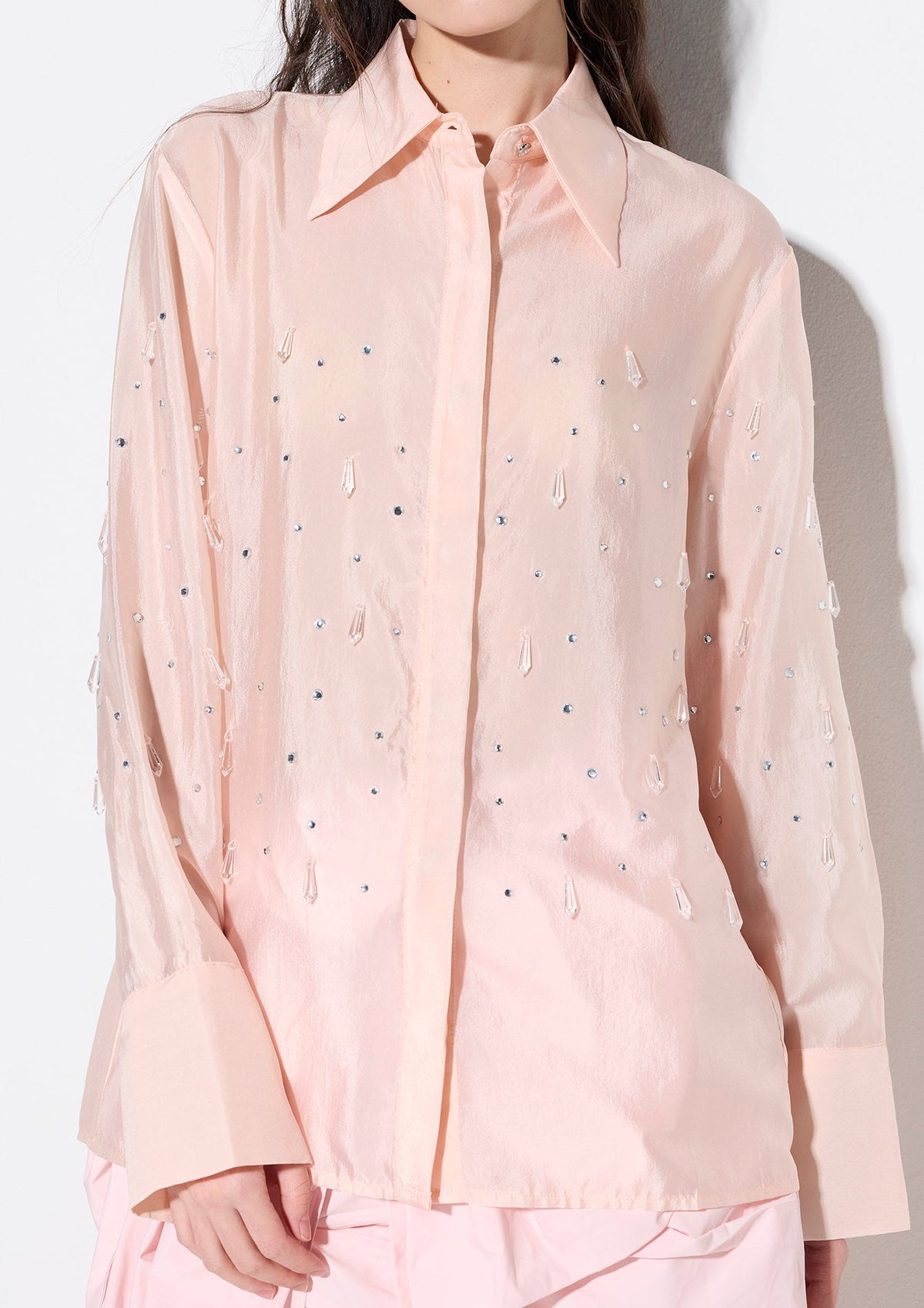 Embellished Sheer Long-Sleeve Blouse After Hour