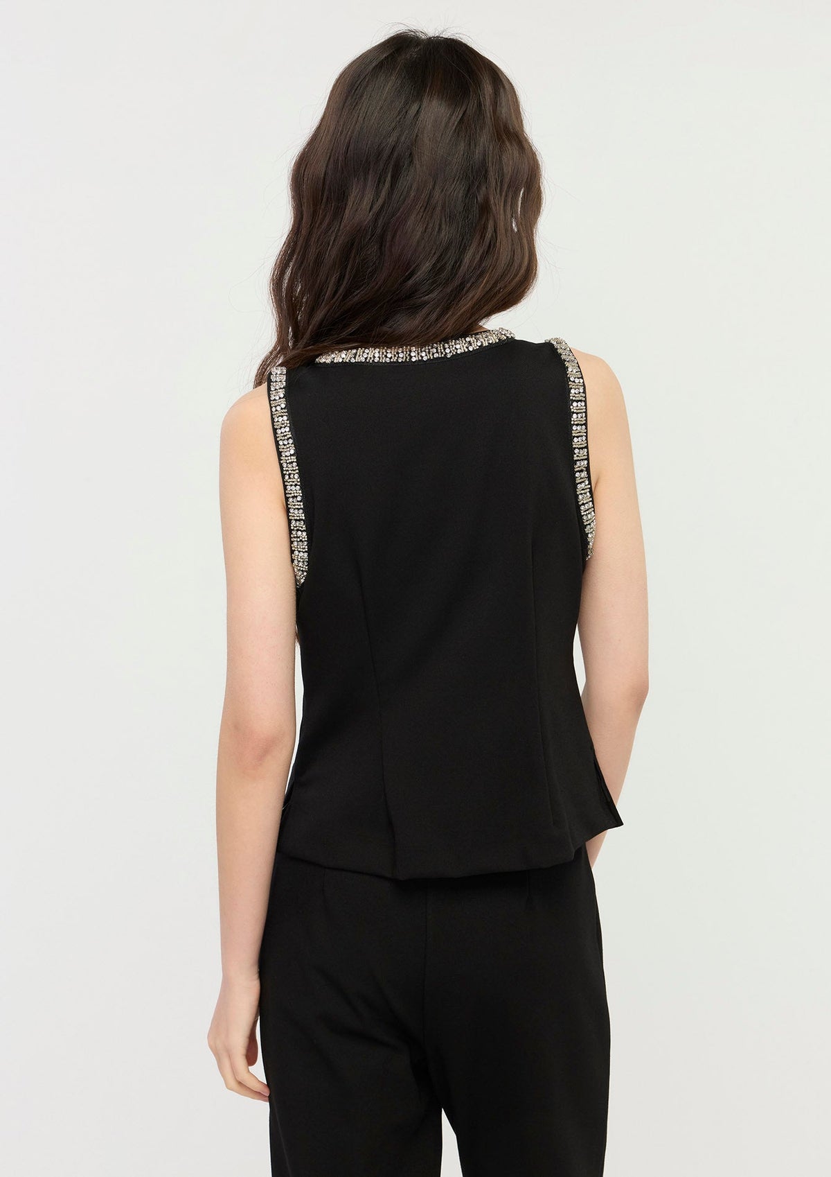 Embellished-Trim Sleeveless V-Neck Top GLITZ N GROOVE