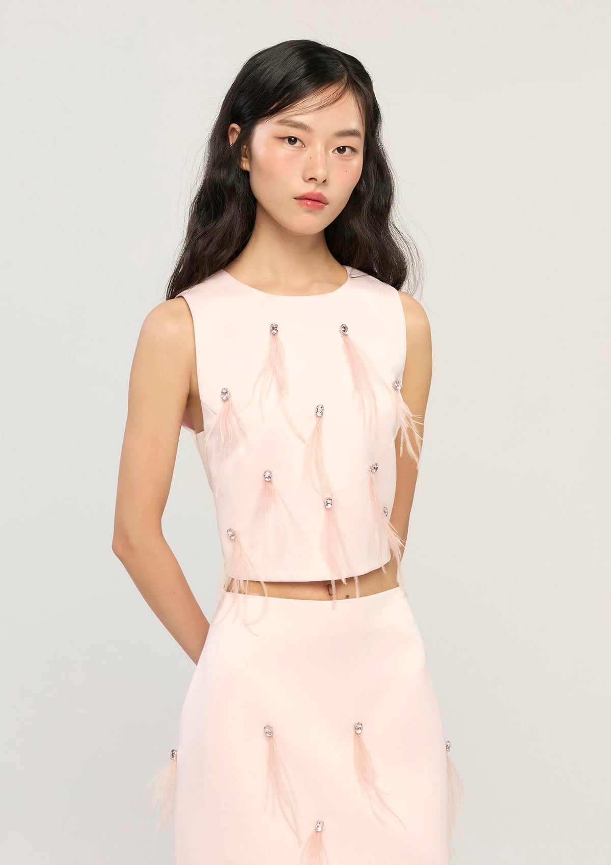 Tassel-Detail Sleeveless Cropped Top After Hour