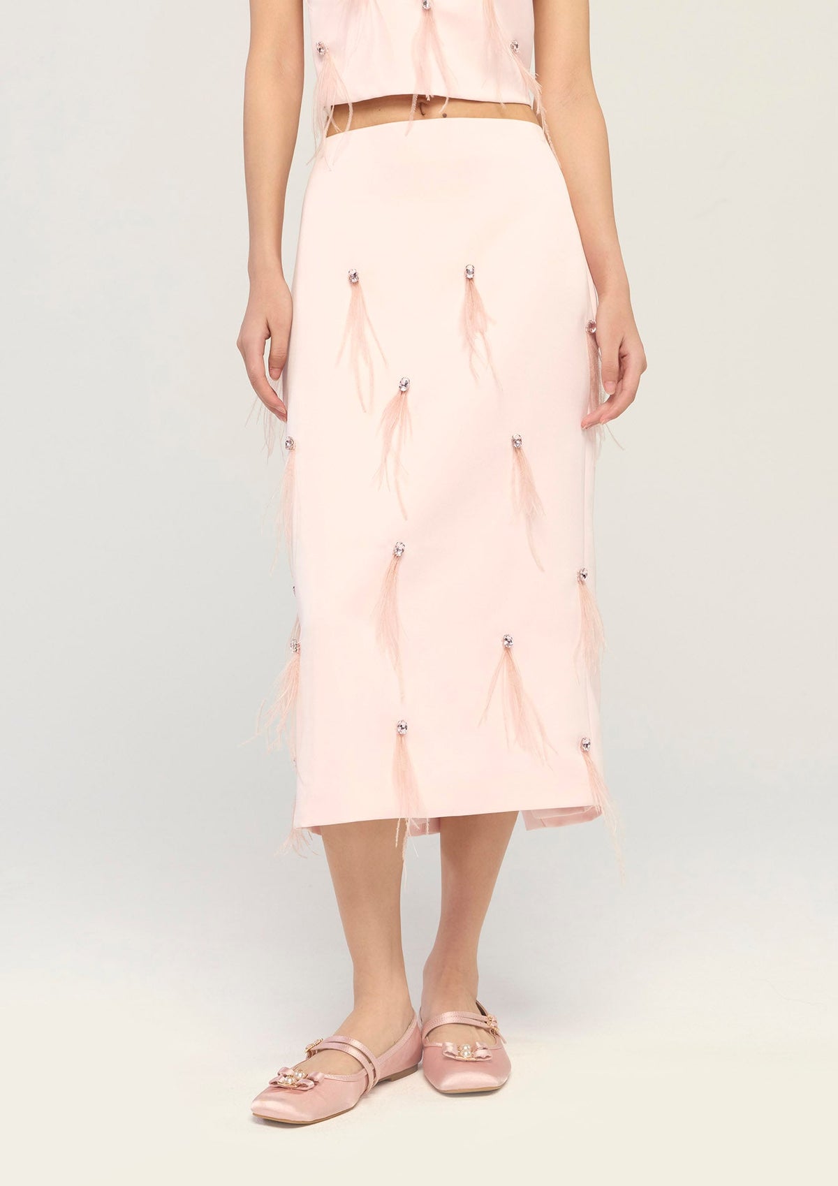Tassel-Detail Straight Midi Skirt After Hour